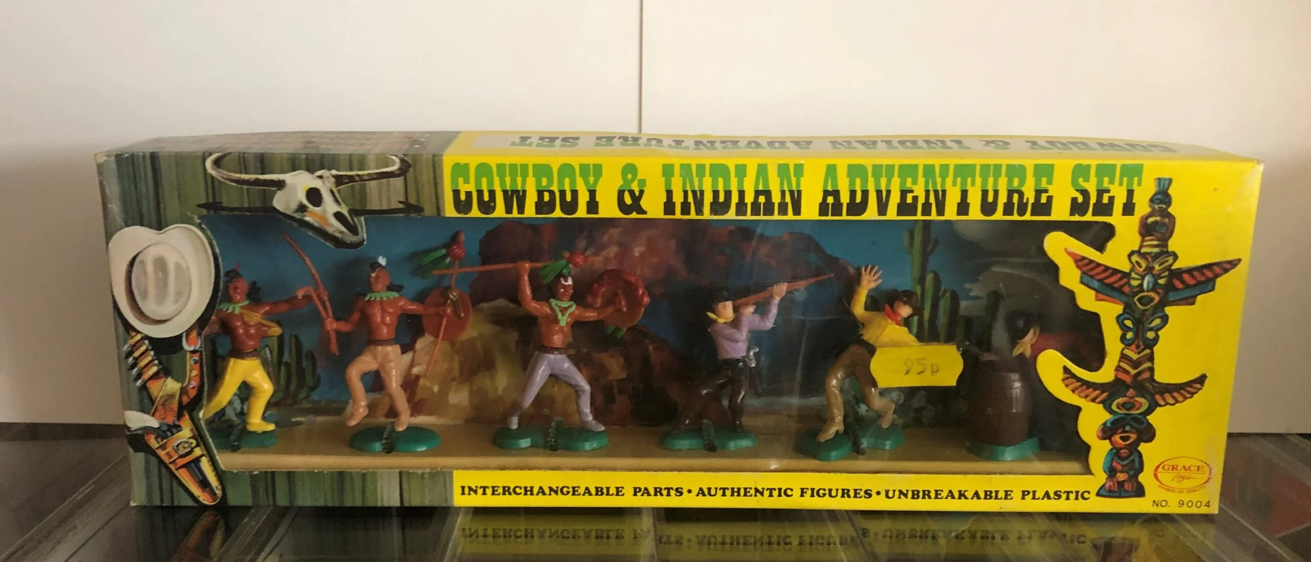 VINTAGE COWBOY INDIAN ADVENTURE SET GRACE TOYS NO.9004 1970 S Free Uk Shipping