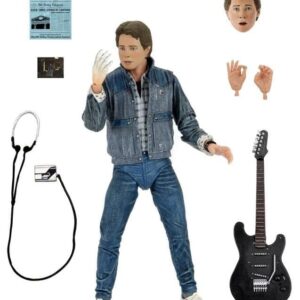 BACK TO THE FUTURE MARTY MCFLY 1985 GUITAR AUDITION ULTIMATE 7” SCALE ACTION FIGURE - Free UK Shipping